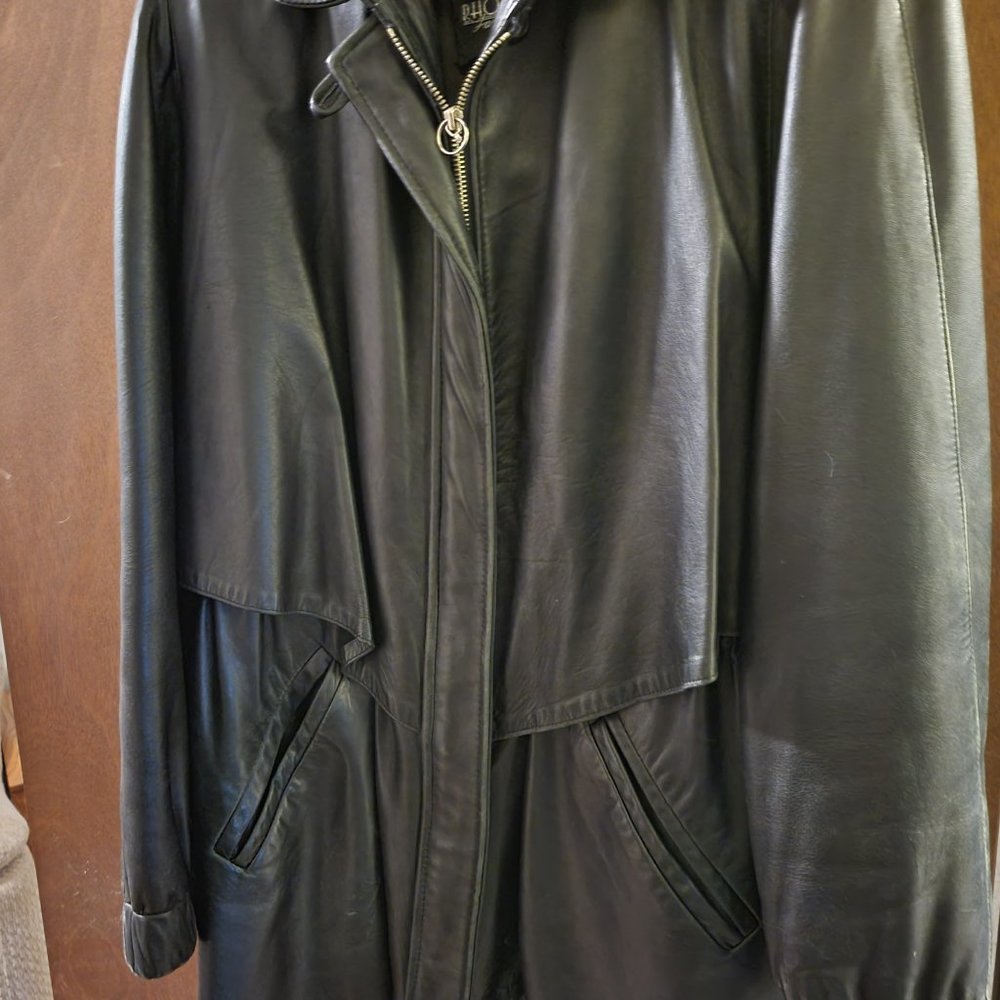 Women's black leather coat
